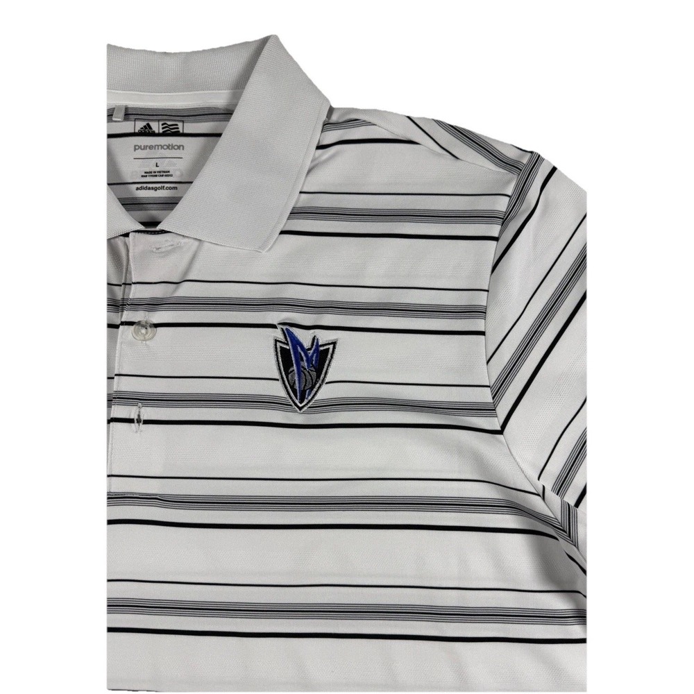 Adidas Golf Puremotion Polo Shirt Mens L Dallas Mavericks Striped Performance